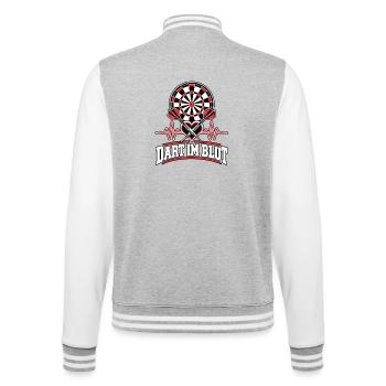 Dart im Blut: Herz Pfeile - College-Sweatjacke - Grau meliert/Weiß - Hinten - Marisol (170cm)