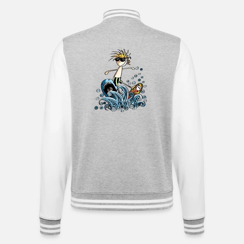 Cool Power Surfer - Comic - College Sweat Jacket - heather grey/white
