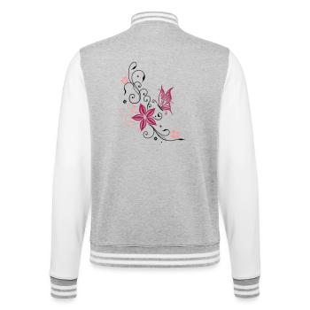 Flowers with filigree floral ornament. Feminine. - College Sweat Jacket - heather grey/white - Back - Marisol (170cm)