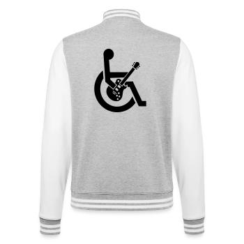 Rollstuhl, Rollstuhl, Gitarre, Gitarrist, Behinderung* - College-Sweatjacke - Grau meliert/Weiß - Hinten - Marisol (170cm)