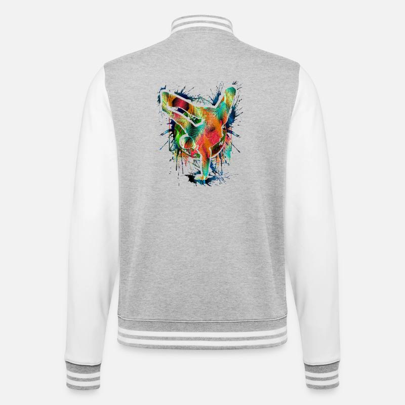 Breakdance - Breakdancer - Breakdancing - BBoy - College Sweat Jacket - heather grey/white