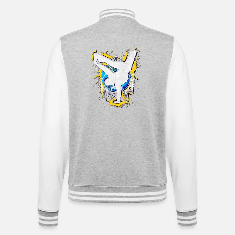 Breakdance - Breakdancer - Breakdancing - BBoy - College-Sweatjacke - Grau meliert/Weiß