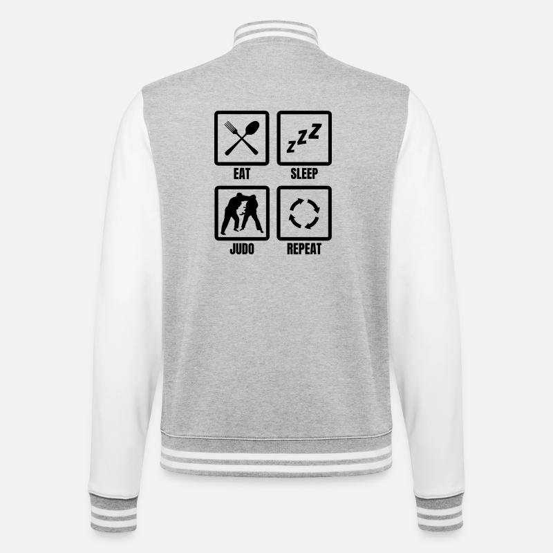 Judoka Routine - College-Sweatjacke - Grau meliert/Weiß