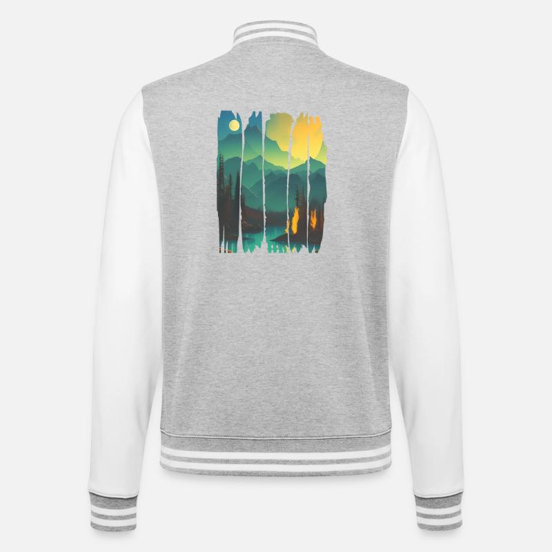 Landscape Campfire Forest - College Sweat Jacket - heather grey/white