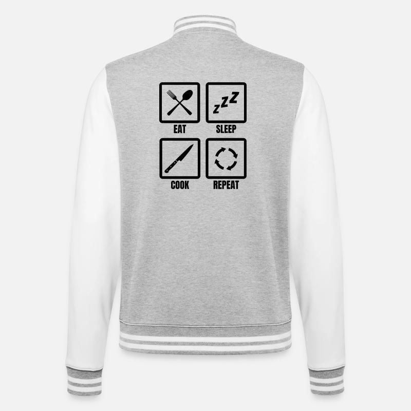 Kochen Tägliche Routine - College-Sweatjacke - Grau meliert/Weiß