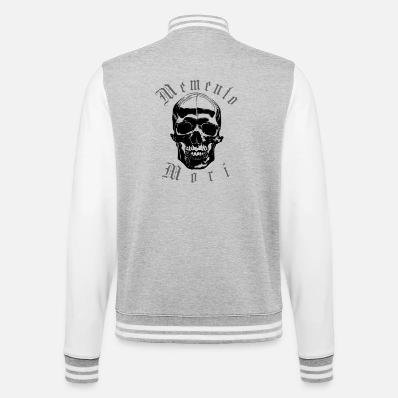 Memento Mori Skull - College-Sweatjacke - Grau meliert/Weiß