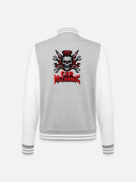 Mécanique automobile Heavy Metal - Veste Teddy - gris chiné / blanc