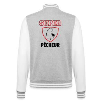 Super pêcheur, fête des pères, noël - Veste Teddy - gris chiné / blanc - Dos - Marisol (170cm)