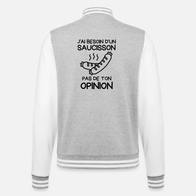 Brauchen Sie eine Wurst - College-Sweatjacke - Grau meliert/Weiß