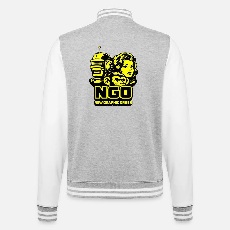 NGO Neon Pop Retro Portraits - College-Sweatjacke - Grau meliert/Weiß