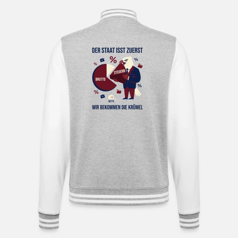The state eats first - College Sweat Jacket - heather grey/white