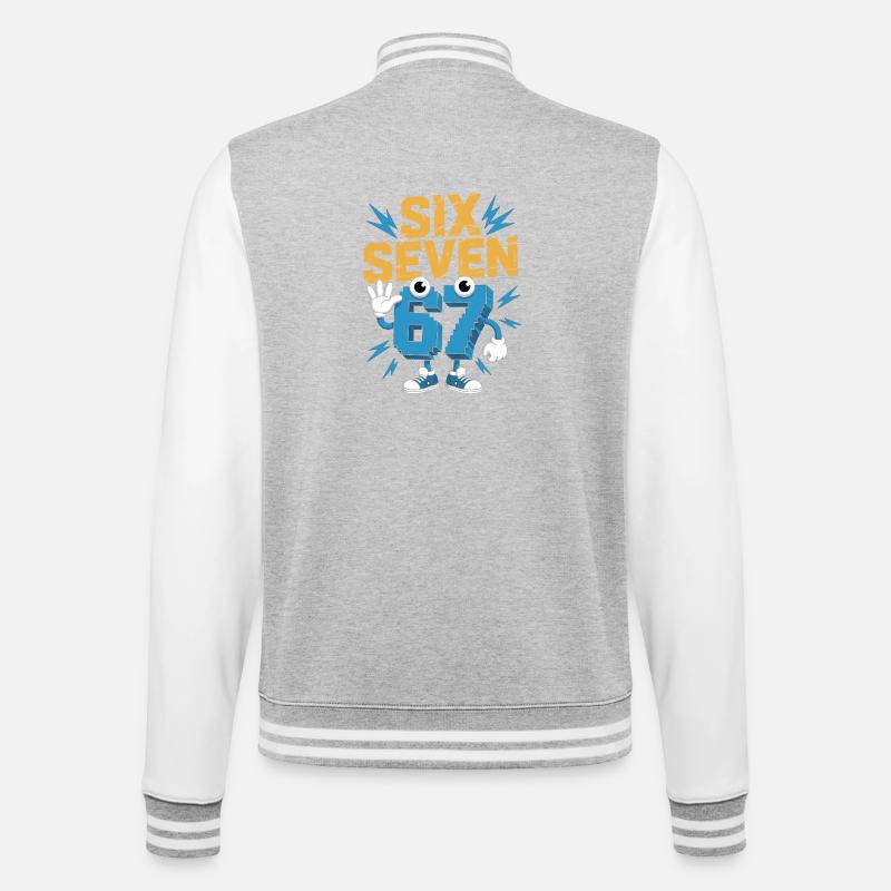 Number Hero 67 in Comic Style - College Sweat Jacket - heather grey/white