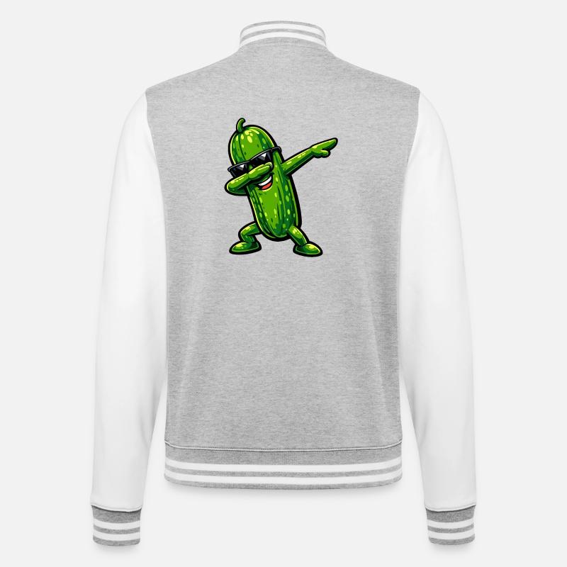 Dabbing Gurke - College-Sweatjacke - Grau meliert/Weiß