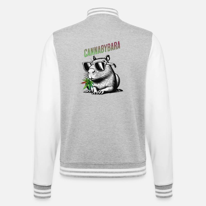 Cannabybara Chill Capybara Cannabis Style - Veste Teddy - gris chiné / blanc