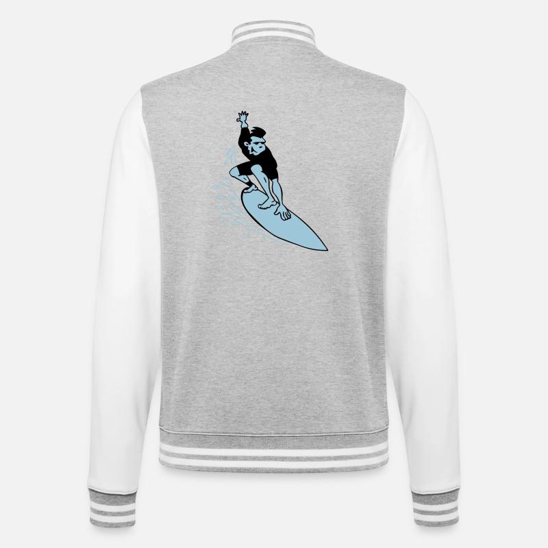 Surfer - College-Sweatjacke - Grau meliert/Weiß