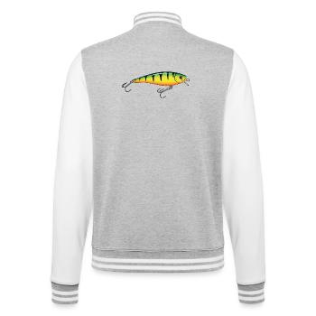 Wobbler Fishing Fishing - College Sweat Jacket - heather grey/white - Back - Marisol (170cm)