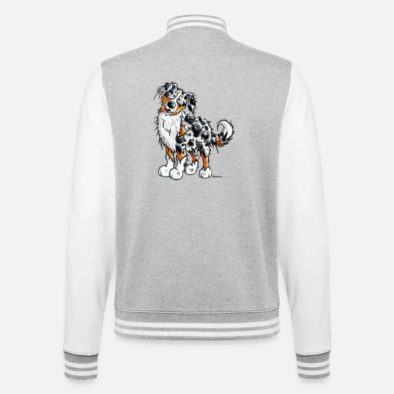 Witziger Australian Shepherd - College-Sweatjacke - Grau meliert/Weiß