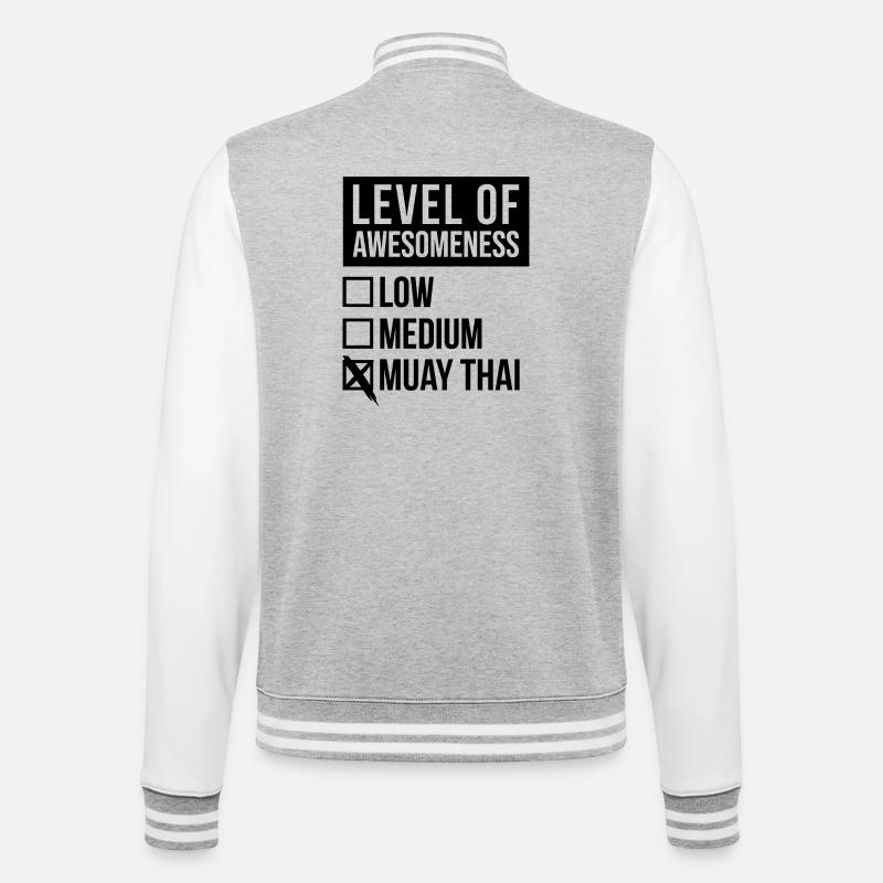 Muay Thai - College-Sweatjacke - Grau meliert/Weiß