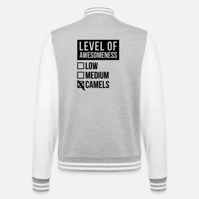 Kamel - College-Sweatjacke - Grau meliert/Weiß