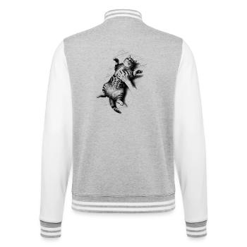 Cat gets belly rub - College Sweat Jacket - heather grey/white - Back - Marisol (170cm)