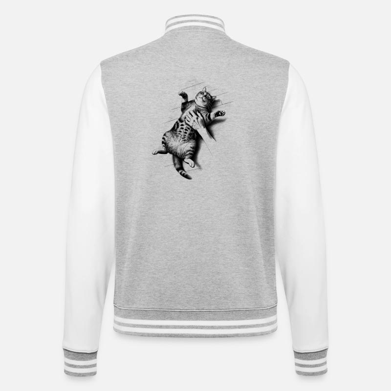 Cat gets belly rub - College Sweat Jacket - heather grey/white