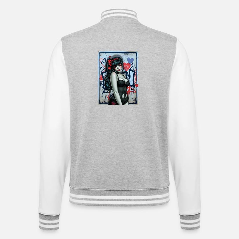 Illustration Gothic avec Graffiti Urbain - Veste Teddy - gris chiné / blanc