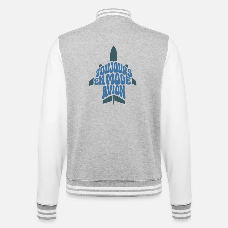 FLUGZEUGMODUS – lass uns reden. - College-Sweatjacke - Grau meliert/Weiß