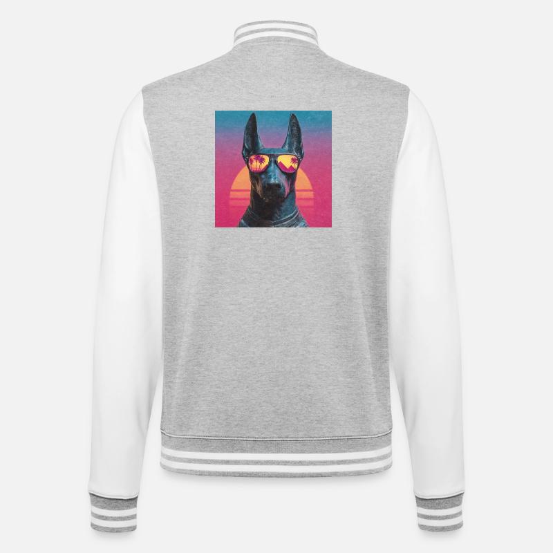Anubis Synthwave - God on Vacation - College Sweat Jacket - heather grey/white
