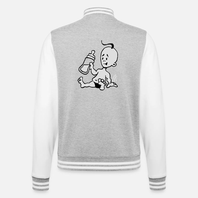 Baby mit einer Milchflasche - College-Sweatjacke - Grau meliert/Weiß