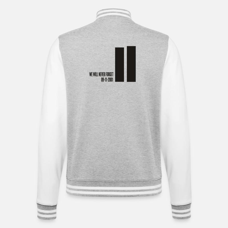 ANGRIFFE 11. September - College-Sweatjacke - Grau meliert/Weiß