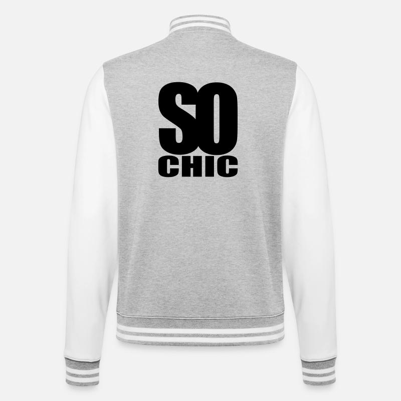 so chic - College-Sweatjacke - Grau meliert/Weiß