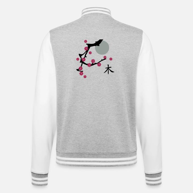 Kirsch Blüte-Cherry blossoms - College-Sweatjacke - Grau meliert/Weiß