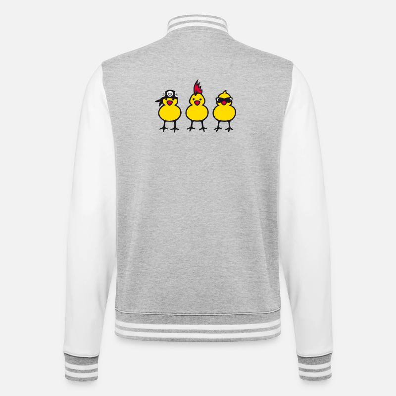 Three Chicks - College-Sweatjacke - Grau meliert/Weiß