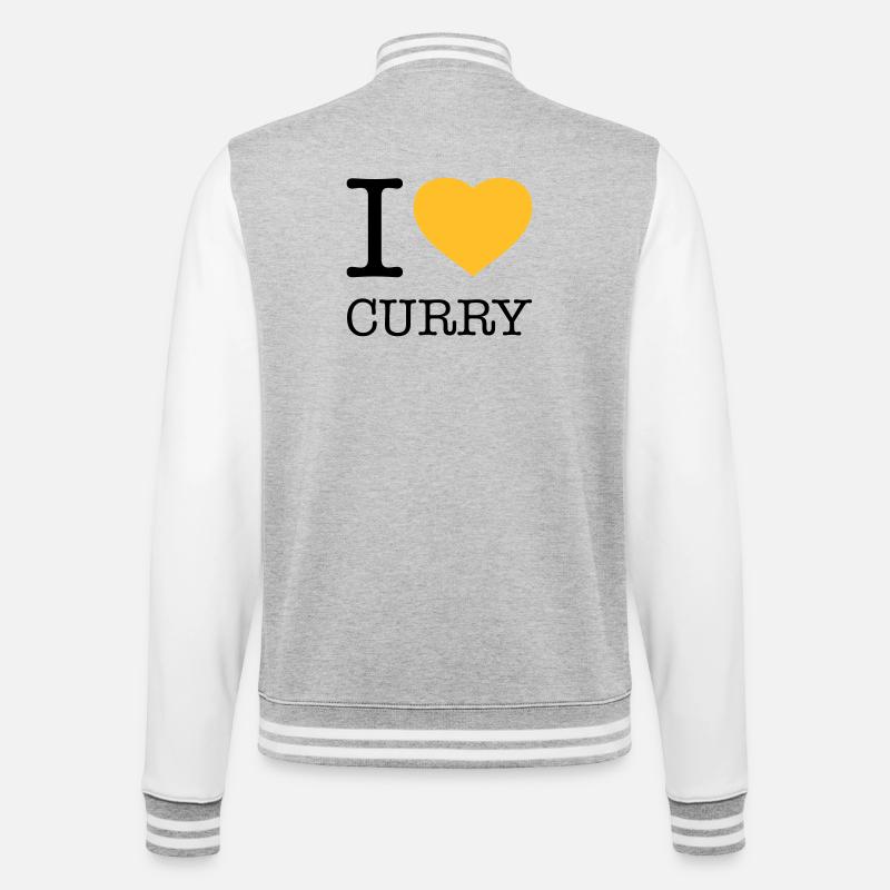 I LOVE CURRY - College-Sweatjacke - Grau meliert/Weiß
