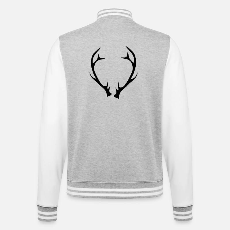 Geweih - College-Sweatjacke - Grau meliert/Weiß