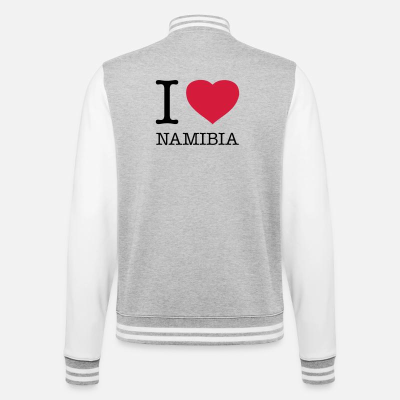 I LOVE NAMIBIA - College-Sweatjacke - Grau meliert/Weiß