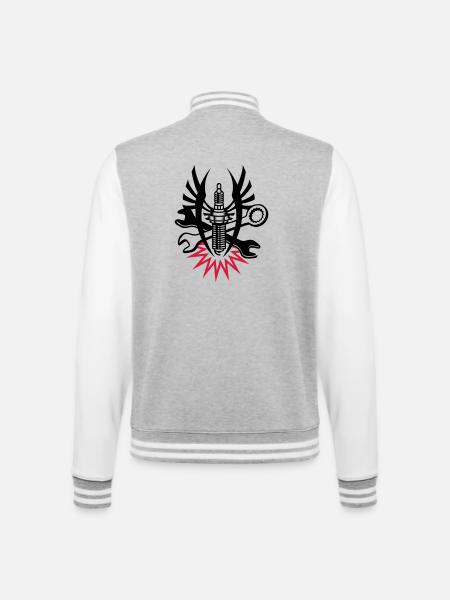 A spark plug with two wrenches - College Sweat Jacket - heather grey/white