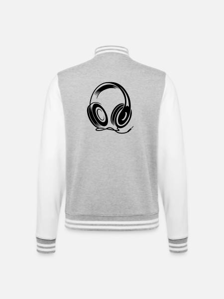 a headphone with cable - College Sweat Jacket - heather grey/white