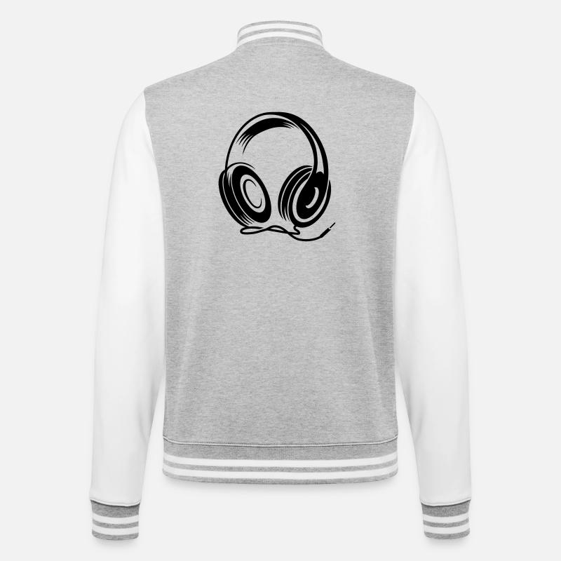 a headphone with cable - College Sweat Jacket - heather grey/white