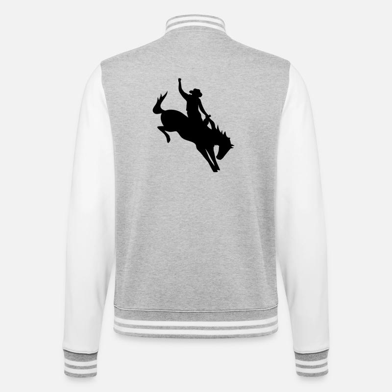 Cowboy beim Rodeo - College-Sweatjacke - Grau meliert/Weiß