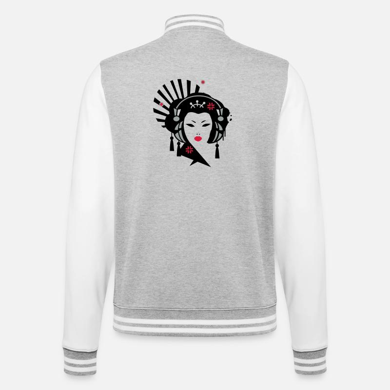 Geisha avec un casque - Veste Teddy - gris chiné / blanc