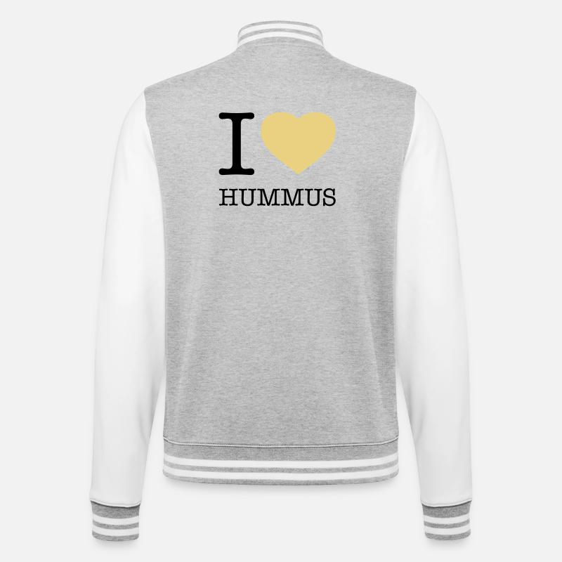 I LOVE HUMMUS - College-Sweatjacke - Grau meliert/Weiß