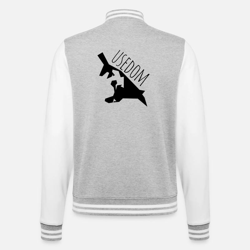 usedom - College-Sweatjacke - Grau meliert/Weiß
