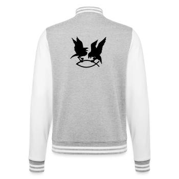 T-Shirt mit Odin's Raben auf den Ärmeln - College-Sweatjacke - Grau meliert/Weiß - Hinten - Marisol (170cm)