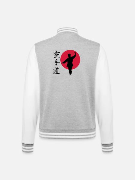 Karate Gangaku - College-Sweatjacke - Grau meliert/Weiß