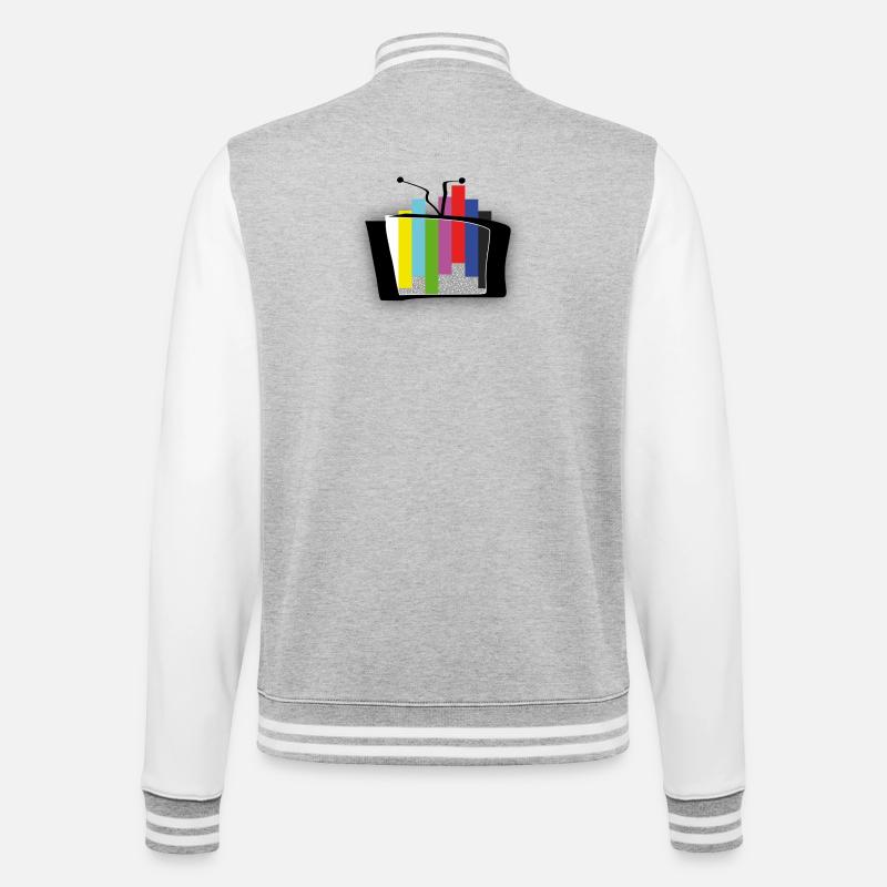 Ausbrechendes Testbild - erweitert 1 - College-Sweatjacke - Grau meliert/Weiß