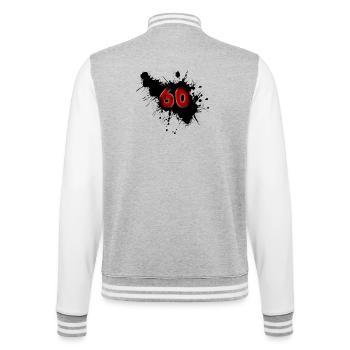 60. Geburtstag - College-Sweatjacke - Grau meliert/Weiß - Hinten - Marisol (170cm)