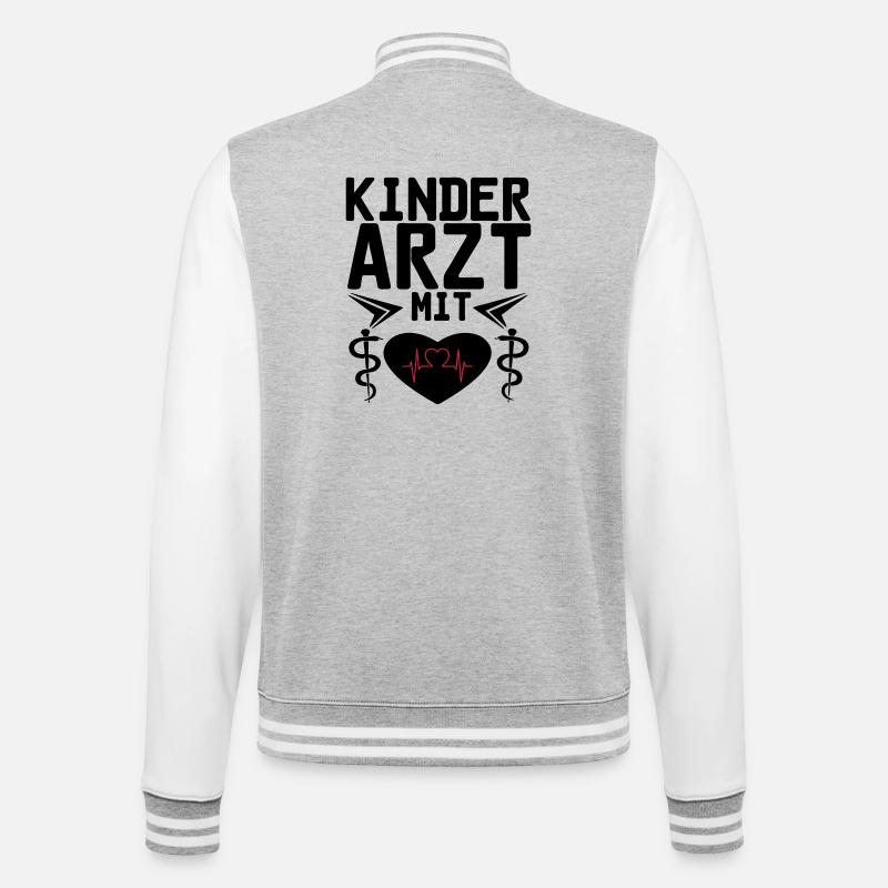 Kinderarzt mit Herz Geschenk - College-Sweatjacke - Grau meliert/Weiß
