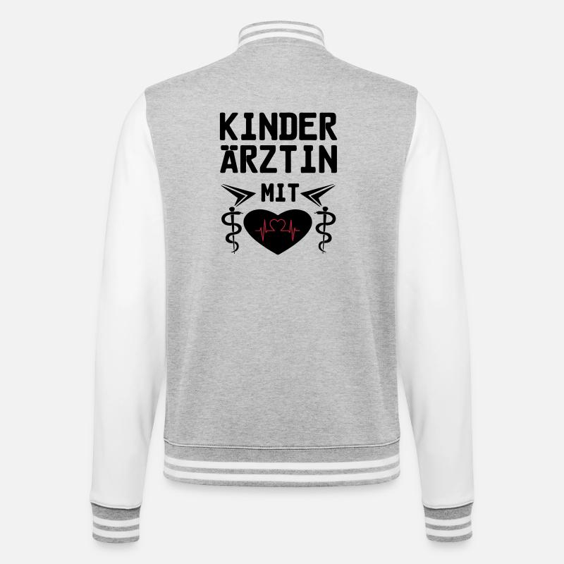 Kinderärztin mit Herz Geschenk - College-Sweatjacke - Grau meliert/Weiß