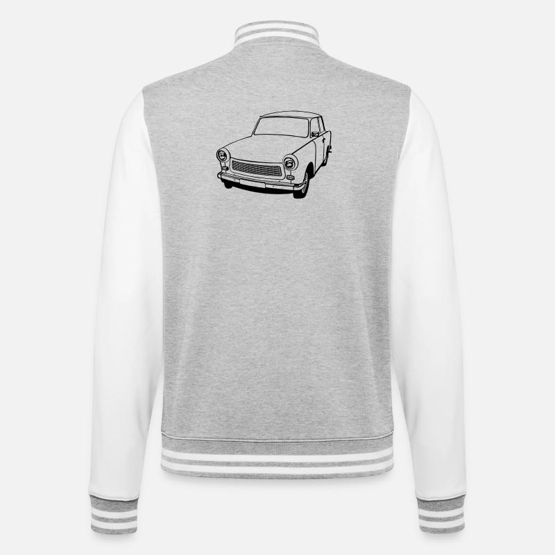  , Ostalgie , DDR Kult , Oldtimer (25) - College-Sweatjacke - Grau meliert/Weiß